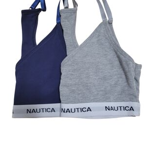 Nautica Dual-Tone Bralette Set - Blue and Gray